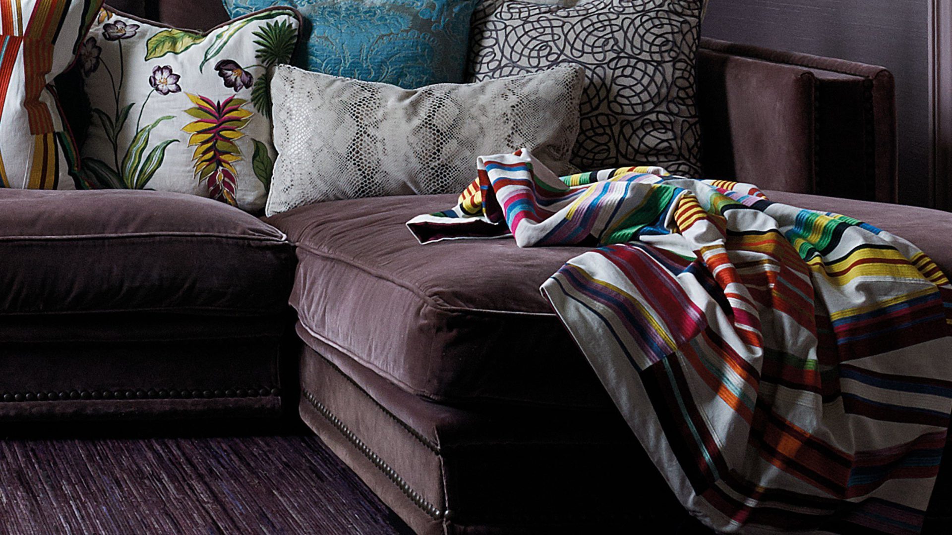 sofa cloth purple interior design
